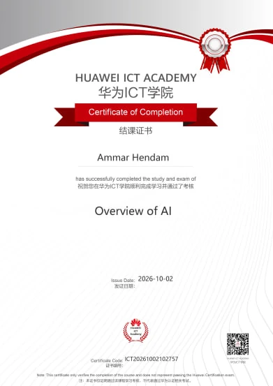 Certificate — Overview of AI, Huawei ICT Academy